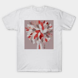 Tree, gray red fiber art textile photography mixed media digital T-Shirt